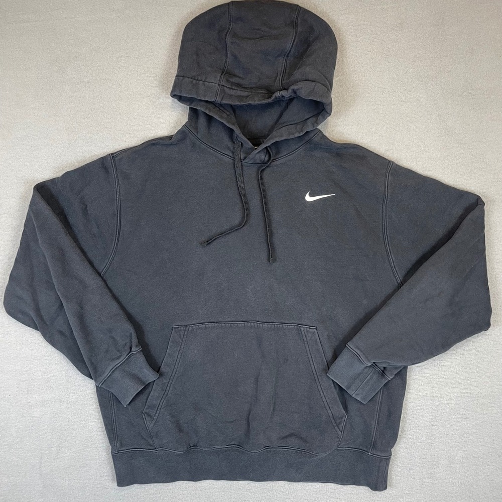 Nike Hoodie Men Large Black CJ1611-010 Pullover Fleece Swoosh Athleisure